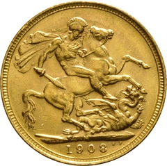 1908 gouden Sovereign munt Edward VII Melbourne