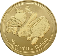 2011 1oz Gold Australian Lunar Year of the Rabbit