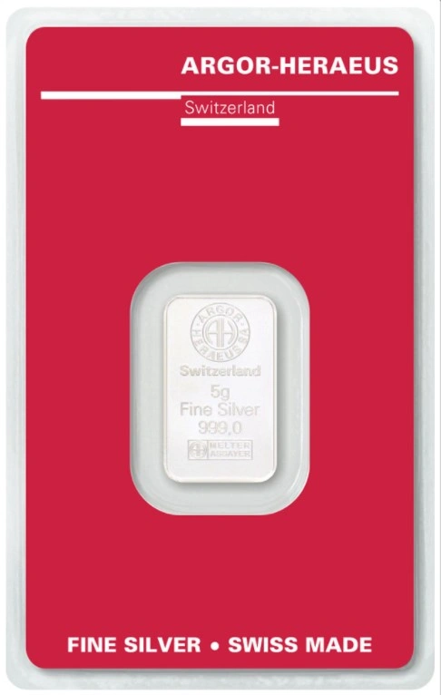 Argor-Heraeus 5 Gram Zilverbaar