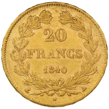 1840 20 Franse Francs - Louis-Philippe Laureaat hoofd - A